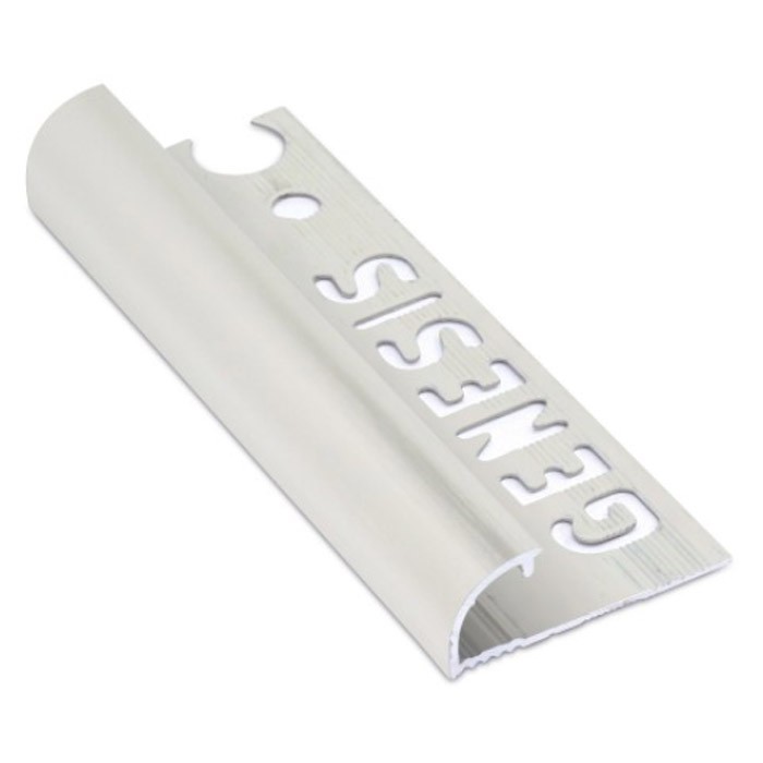 8mm / 10mm / 12mm Genesis Brushed Silver Aluminium Tile Trim Round Edge EAQ Profile