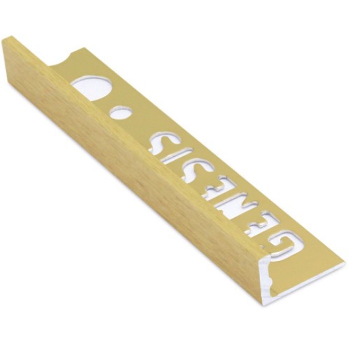 10mm / 12mm Genesis Brushed Brass Aluminium Tile Trim Straight Edge ESA Profile