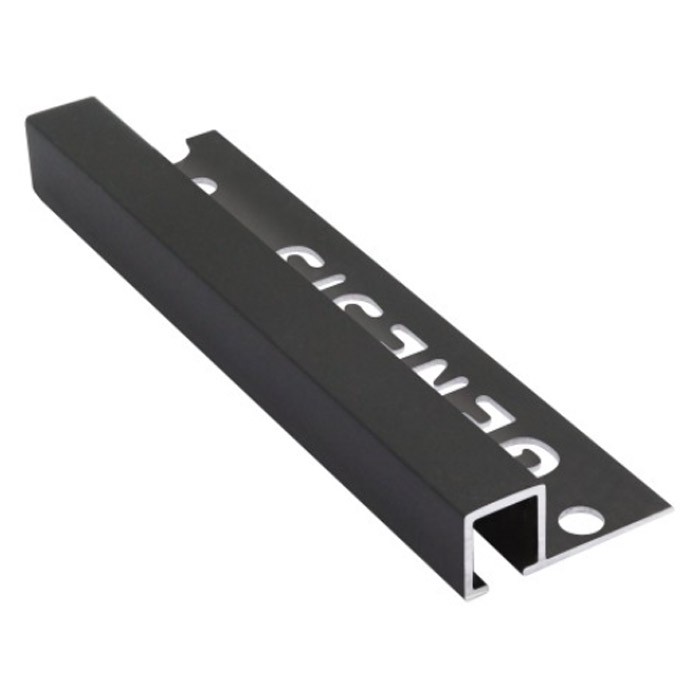 10mm / 12mm Genesis Matt Black Aluminium Tile Trim Square Edge TDP Profile