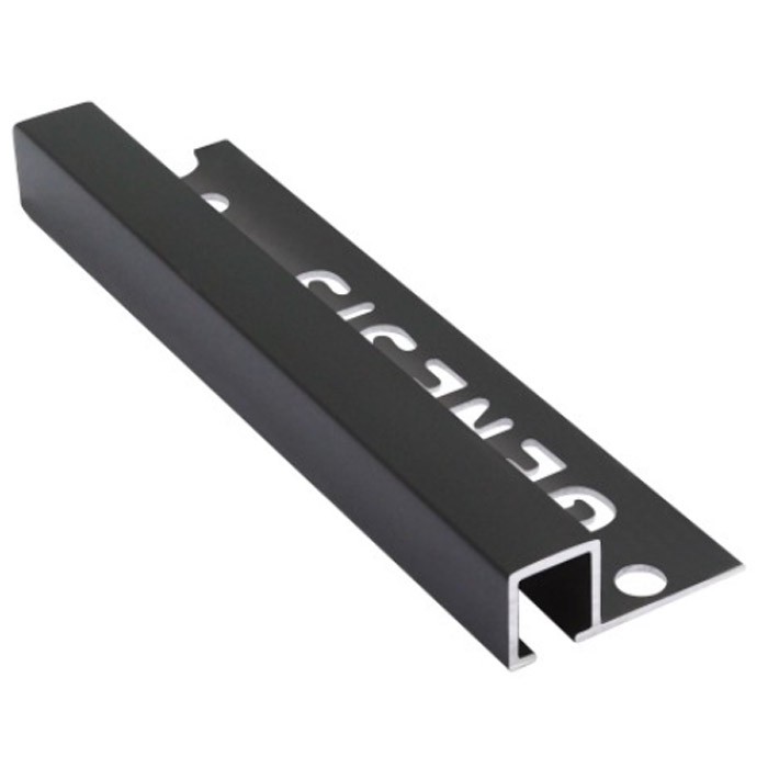 10mm / 12mm Genesis Polished Black Aluminium Tile Trim Square Edge TDP Profile