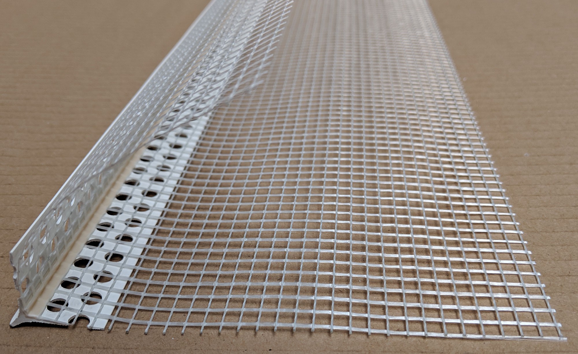 PVC Corner Bead With Glass Fibre Mesh And Extended Arris 10mm Render Depth 2.5m 1 Length
