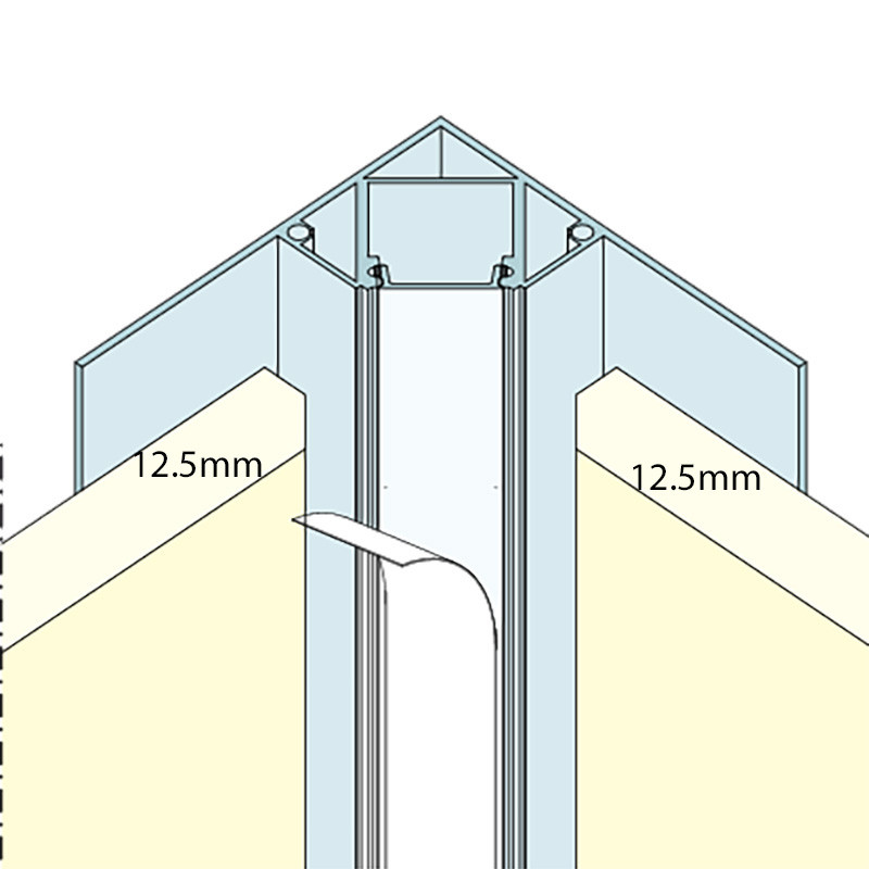 LED Internal Corner Profile 2m Aluminium 12mm Wing