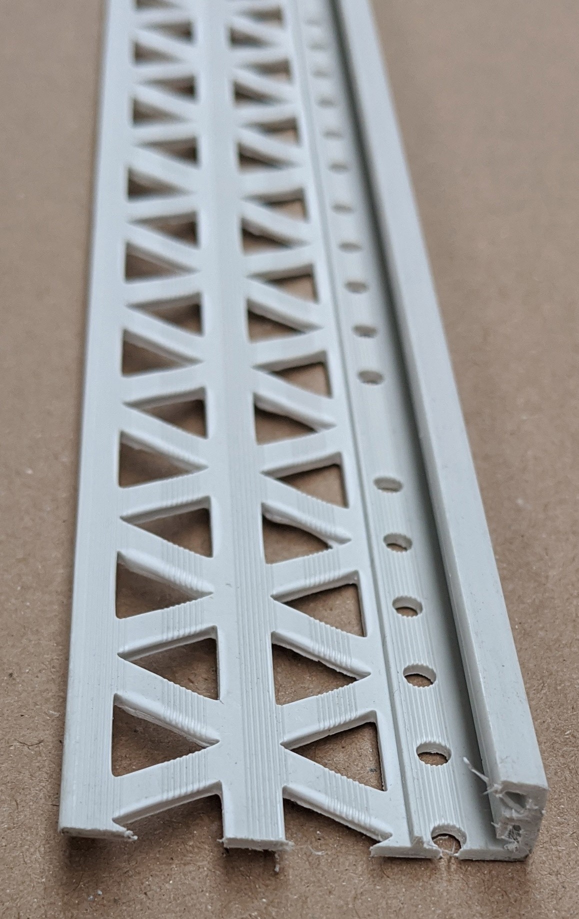 Light Grey 10 - 12mm Render Depth PVC Stop Bead 42mm x 2.5m 1 Length