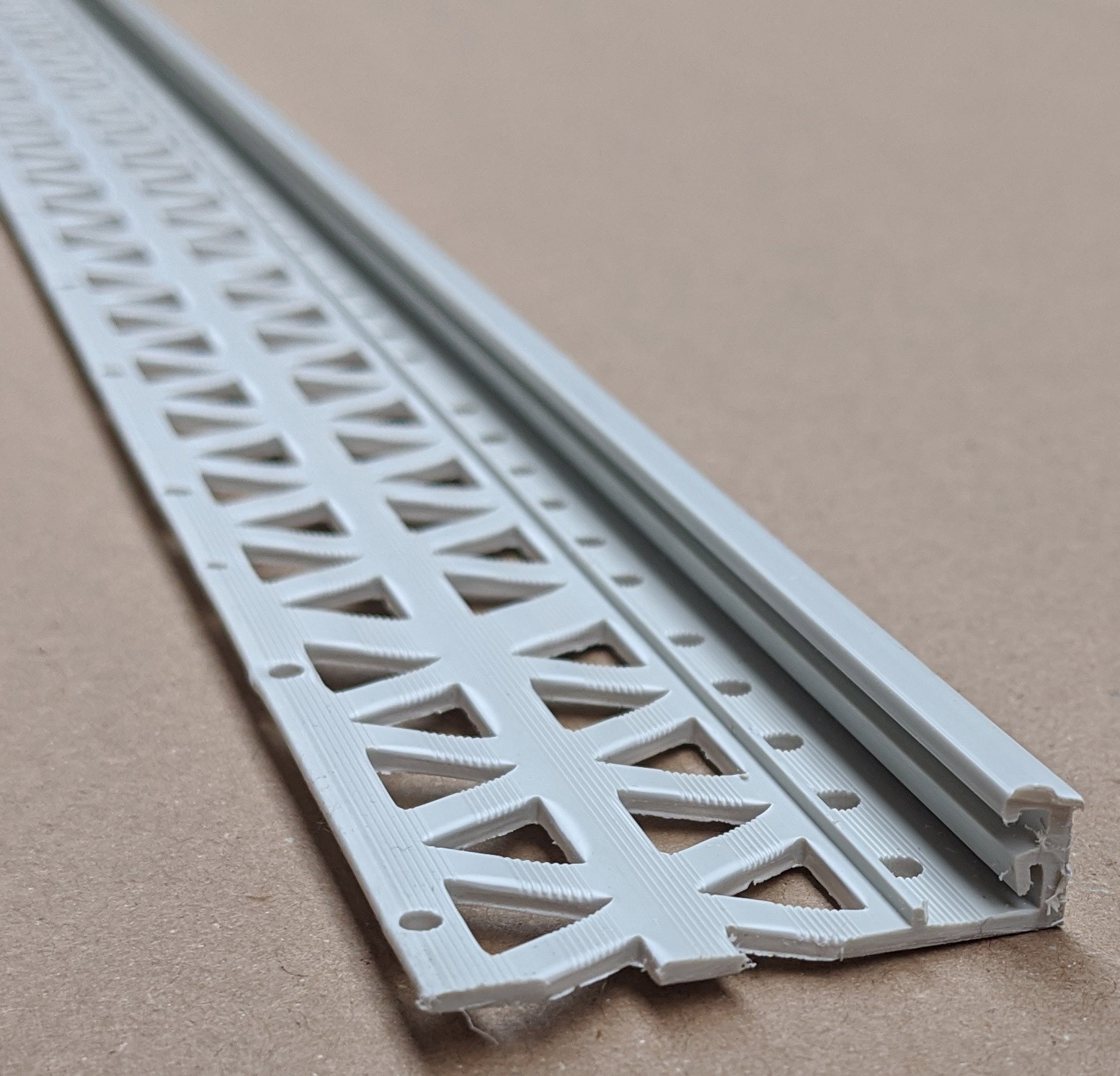 Light Grey 13 - 15mm Render Depth PVC Stop Bead 42mm x 3m 1 Length