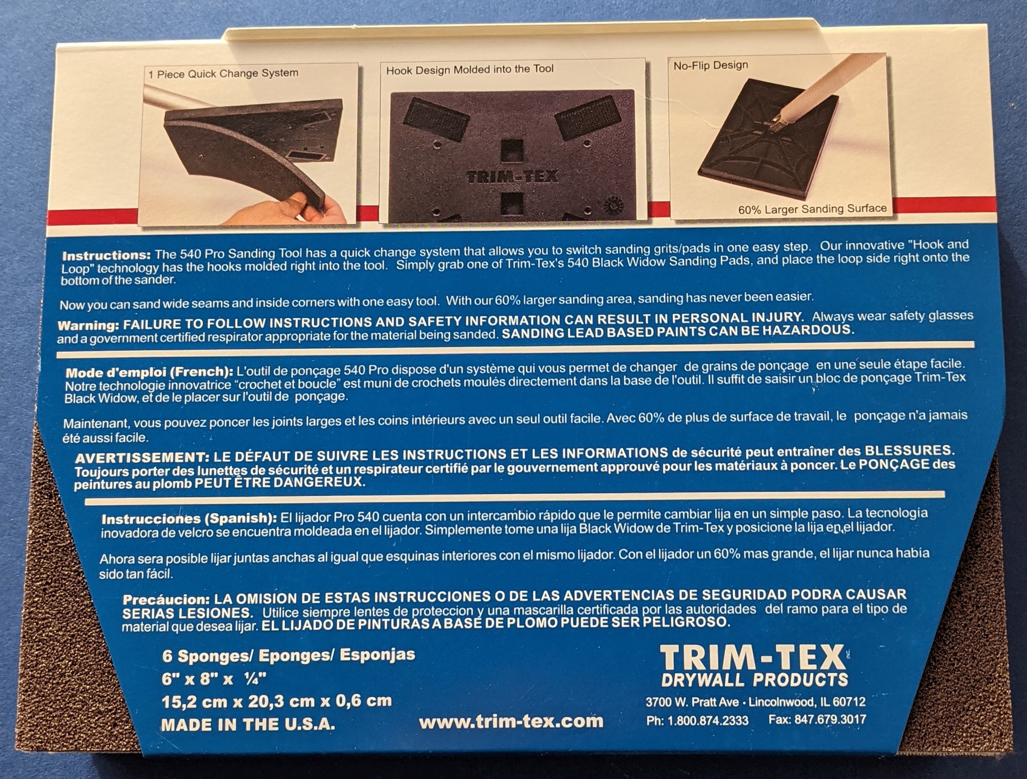 Trim-Tex Black Widow 6 Pack Sanding Pads Medium Grit Part Number 560-M