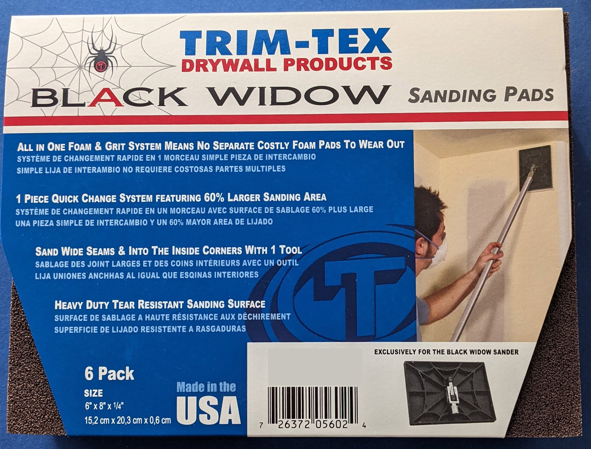 Trim-Tex Black Widow 6 Pack Sanding Pads Course Grit Part Number 560-C