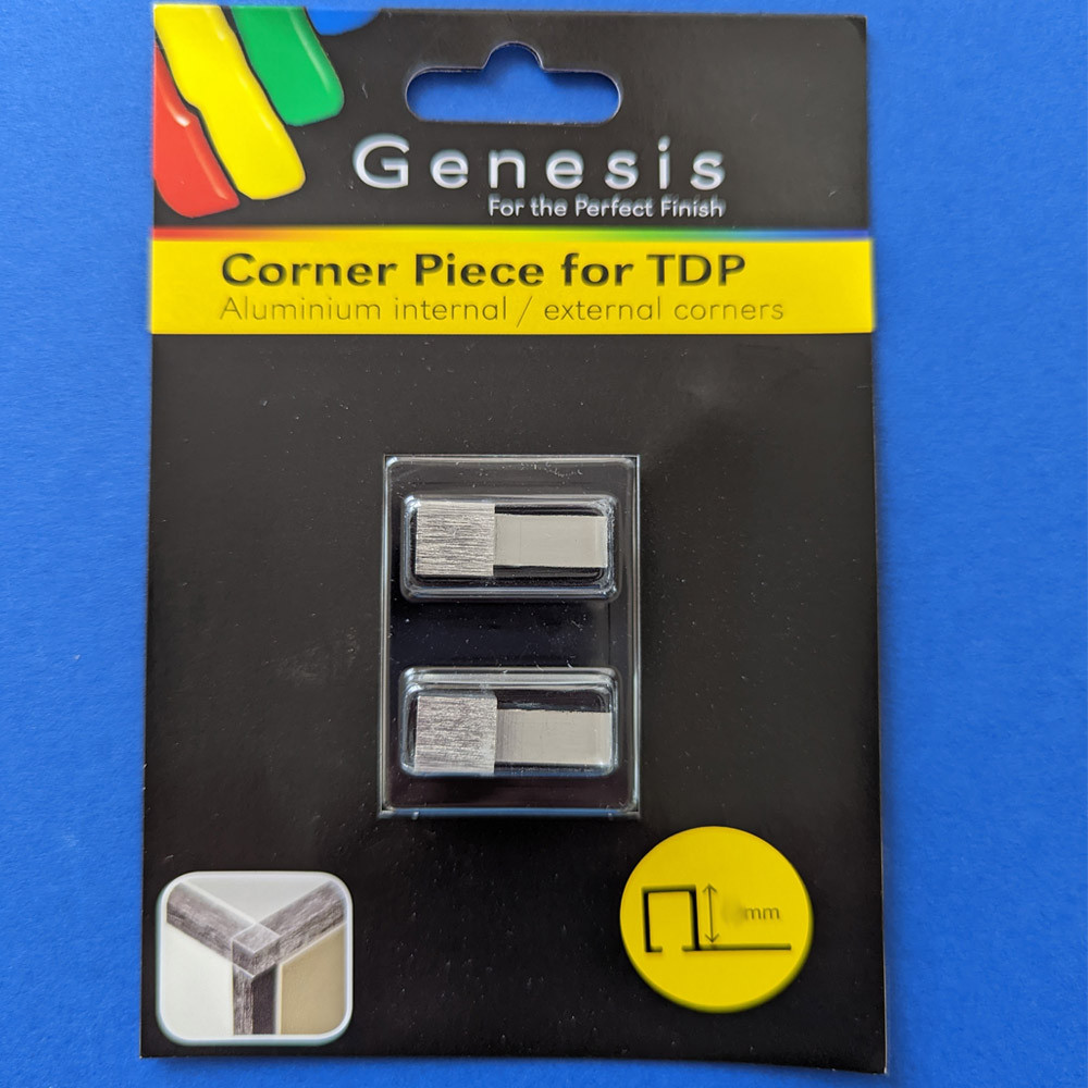 8mm / 10mm / 12mm Genesis Universal Corner Piece for Brushed Silver Square Trim. EDP