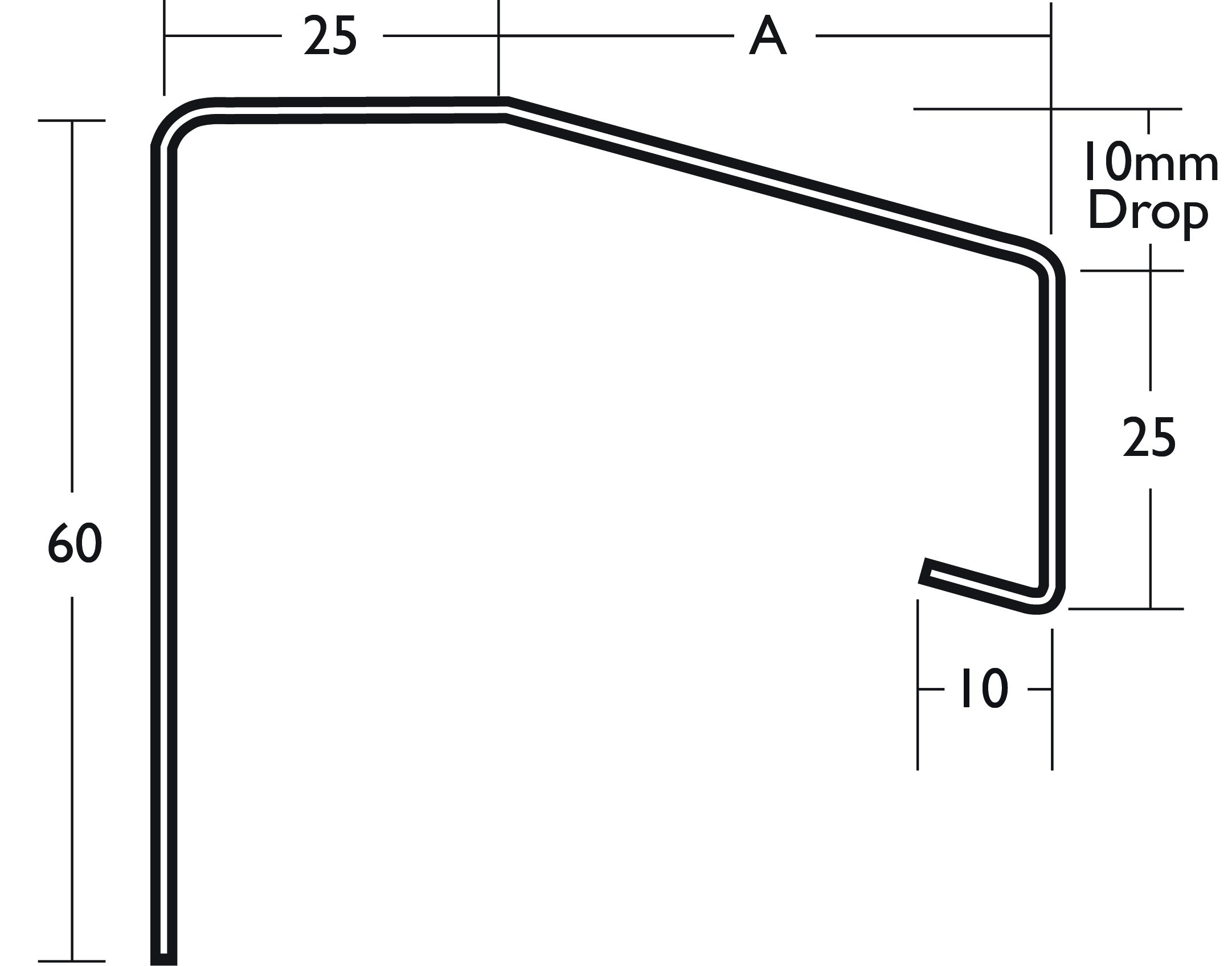 White Coated Aluminium Undersill 1.2mm x 2.5m 1 Length